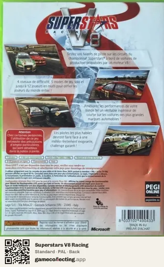 Superstars V8 Racing Xbox 360, PAL box back