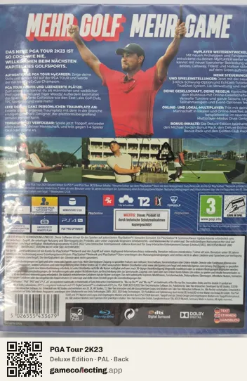 PGA Tour 2K23 PlayStation 4, PAL box back