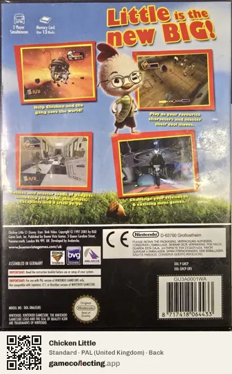 Chicken Little Nintendo GameCube, United Kingdom box back