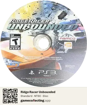 Ridge Racer Unbounded PlayStation 3, NTSC disc