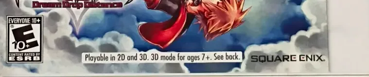 Kingdom Hearts 3D: Dream Drop Distance, the ESRB box on its front