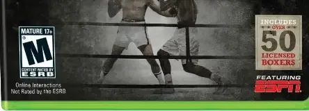 Fight Night Champion, the ESRB box on its front