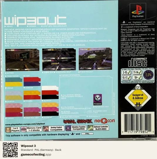 Wipeout 3 PlayStation, Germany box back