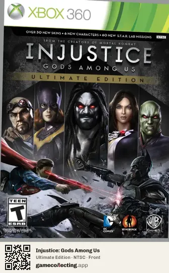 Injustice: Gods Among Us Xbox 360, NTSC box front