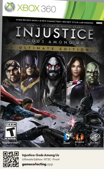 Injustice: Gods Among Us Xbox 360, NTSC box front