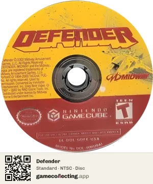 Defender Nintendo GameCube, NTSC disc