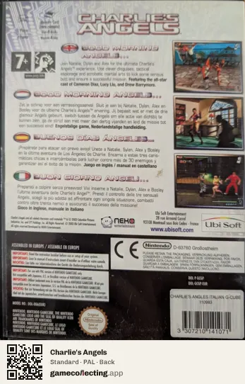 Charlie's Angels Nintendo GameCube, PAL box back