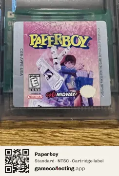 Paperboy Game Boy Color, NTSC cartridge label