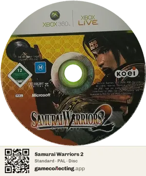 Samurai Warriors 2 Xbox 360, PAL disc