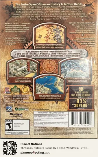 Rise of Nations Computer, NTSC box back