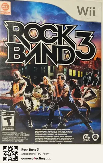 Rock Band 3 Nintendo Wii, NTSC box front