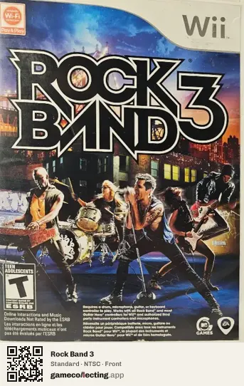 Rock Band 3 Nintendo Wii, NTSC box front