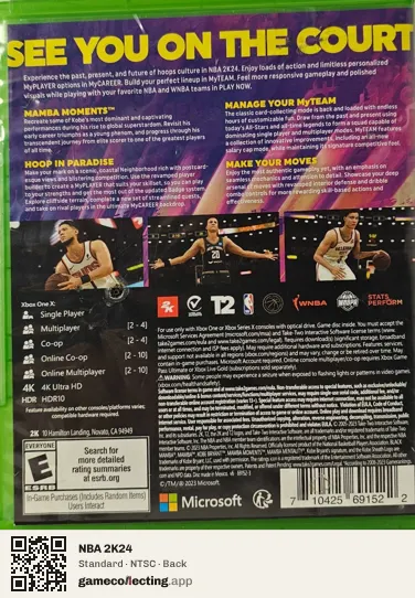 NBA 2K24 Xbox One, NTSC box back