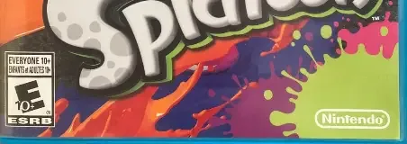 Splatoon, the ESRB box on its front