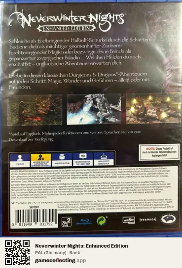 Neverwinter Nights: Enhanced Edition PlayStation 4, Germany box back