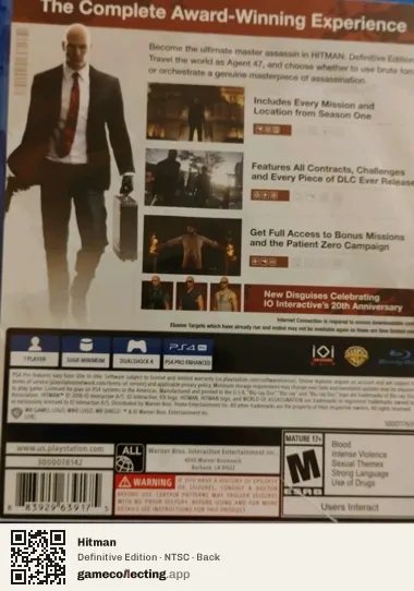 Hitman PlayStation 4, NTSC box back