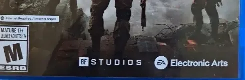 Battlefield 6, the ESRB box on its front