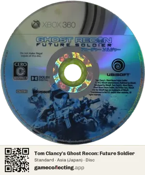Tom Clancy's Ghost Recon: Future Soldier Xbox 360, Asia disc