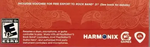 Rock Band, the ESRB box on its front
