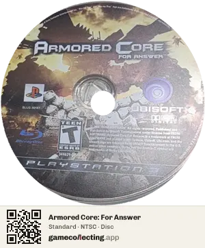 Armored Core: For Answer PlayStation 3, NTSC disc