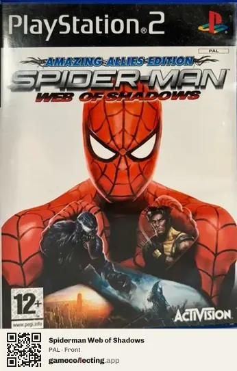 Spiderman Web of Shadows PlayStation 2, PAL box front