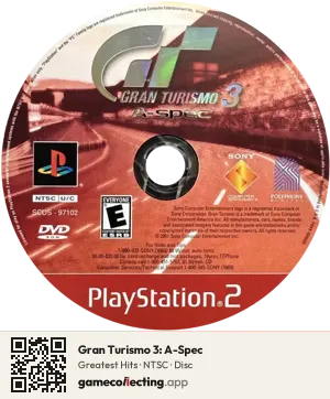 Gran Turismo 3: A-Spec PlayStation 2, NTSC disc