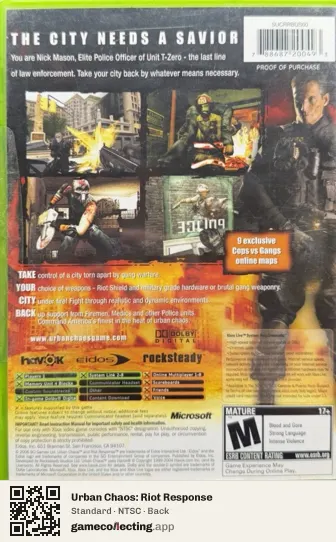 Urban Chaos: Riot Response Xbox, NTSC box back