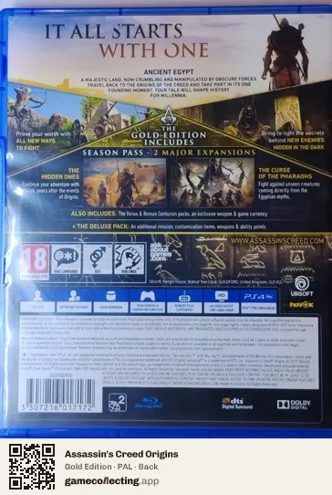 Assassin's Creed Origins PlayStation 4, PAL box back