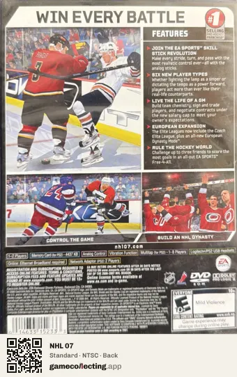 NHL 07 PlayStation 2, NTSC box back