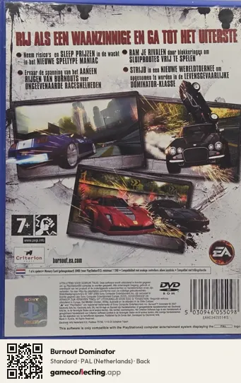 Burnout Dominator PlayStation 2, Netherlands box back