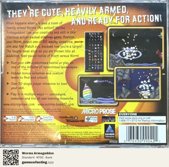 Worms Armageddon Sega Dreamcast, NTSC box back