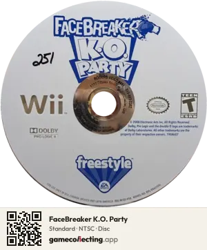 FaceBreaker K.O. Party Nintendo Wii, NTSC disc