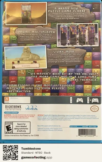 Tumblestone Nintendo Wii U, NTSC box back