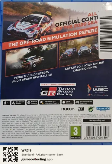 WRC 9 PlayStation 5, Germany box back