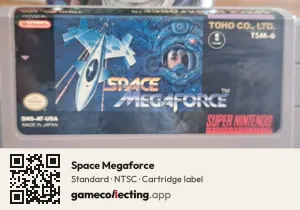 Space Megaforce Super Nintendo Entertainment System, NTSC cartridge label