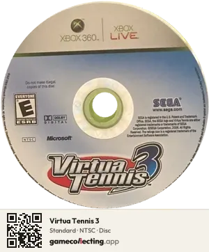 Virtua Tennis 3 Xbox 360, NTSC disc