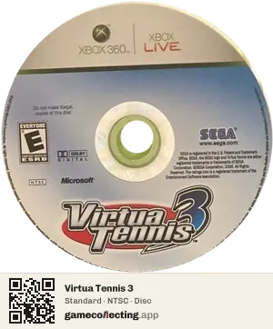 Virtua Tennis 3 Xbox 360, NTSC disc