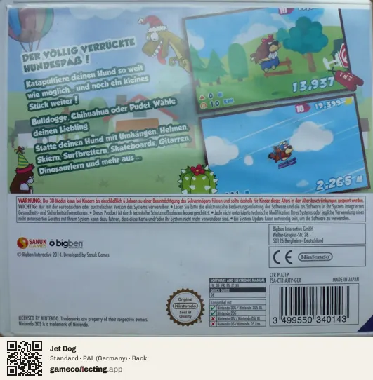 Jet Dog Nintendo 3DS, Germany box back
