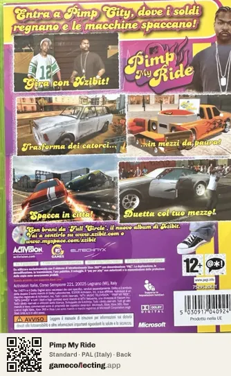 Pimp My Ride Xbox 360, Italy box back