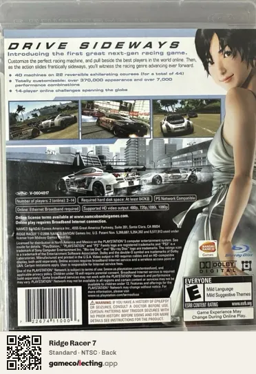 Ridge Racer 7 PlayStation 3, NTSC box back