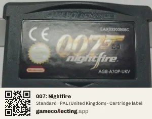 007: Nightfire Game Boy Advance, PAL cartridge label
