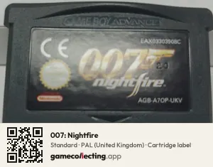 007: Nightfire Game Boy Advance, PAL cartridge label