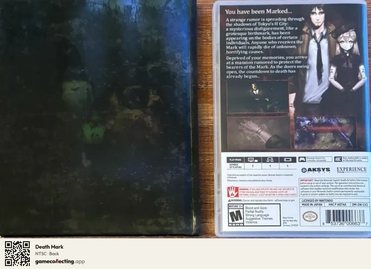 Death Mark Nintendo Switch, NTSC box back