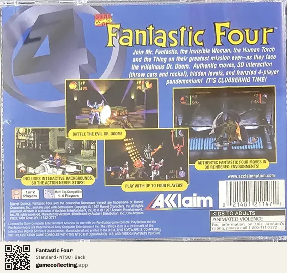 Fantastic Four PlayStation, NTSC box back