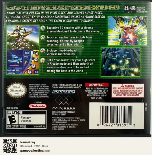 Nanostray Nintendo DS, NTSC box back