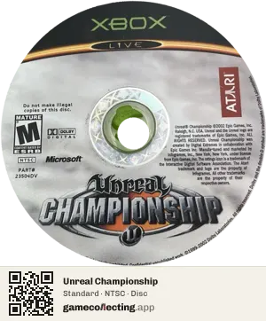Unreal Championship Xbox, NTSC disc