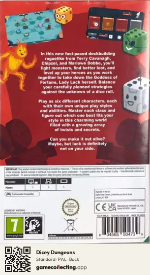 Dicey Dungeons Nintendo Switch, PAL box back