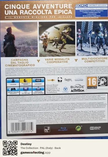 Destiny PlayStation 4, Italy box back