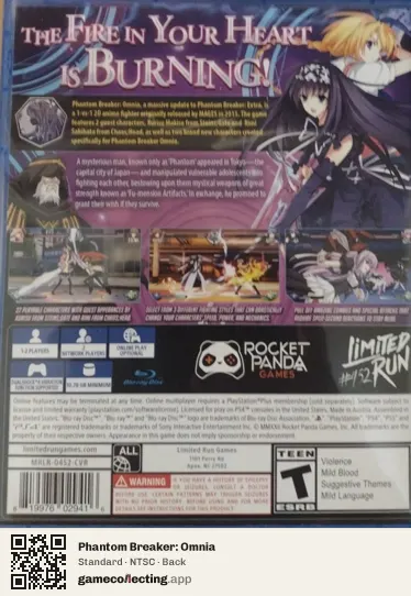 Phantom Breaker: Omnia PlayStation 4, NTSC box back