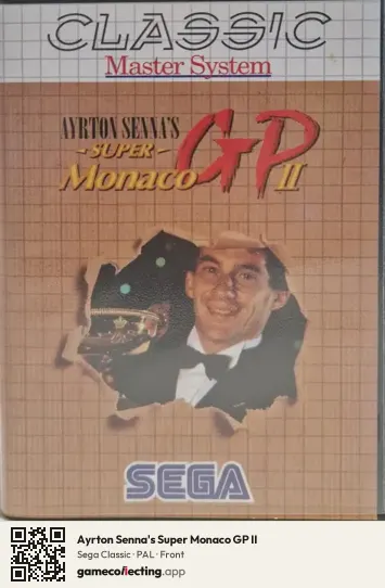 Ayrton Senna's Super Monaco GP II Sega Master System, PAL box front